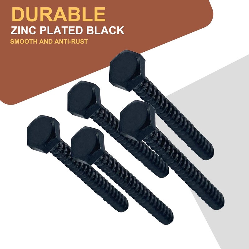 ECKJ Hex Lag Bolts 112PCS M6 Hex Head Lag Screws Washers Assortment Kit Fully Thread Heavy Duty Hexagon Wood Screw Zinc Plated Black Metric Length Include 16/20/25/30/35/40/45/50/60mm - Image 5